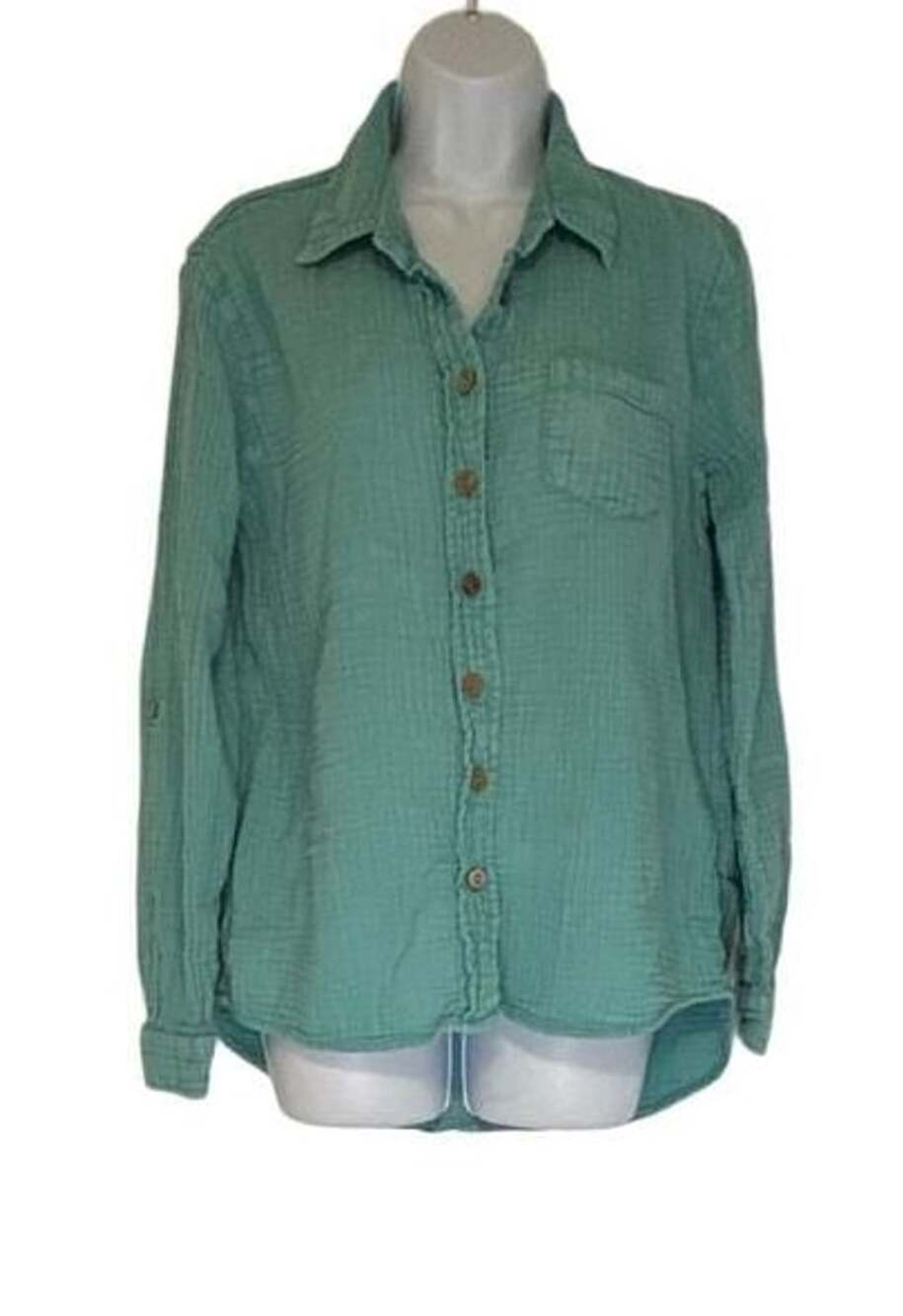 C&C California Button Down Shirt Size S Teal Double Gauze